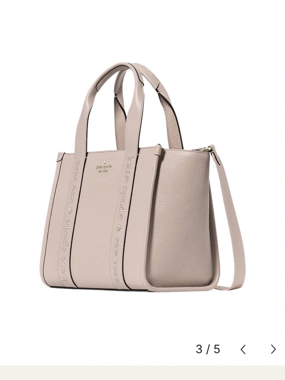 kate spade Blush Taupe Pebbled Leather Tote with Detachable Strap - Picture 3 of 8